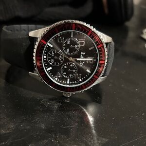 Black and Red Analog Watch
